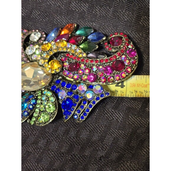 Vintage Large Multicolored Rhinestone Decorative Statement Brooch- Rare... - Picture 3 of 6